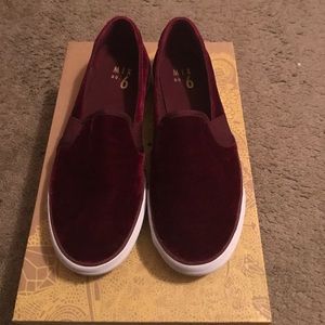 Size 7 red velvet slip-ons
